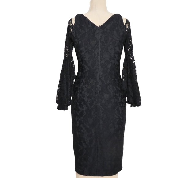 MAGGY LONDON Breezy Cold Shoulder Sheath Lace Dress Dark Navy Size 4 - Picture 3 of 10